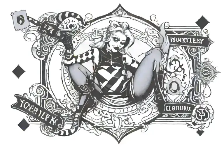 Harley quinn card tarot card the fool - Variation 2
