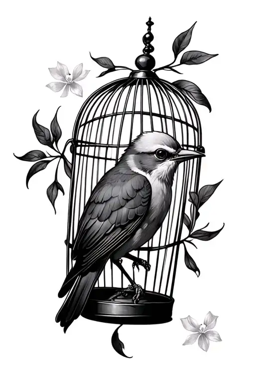 Bird in cage tattoo