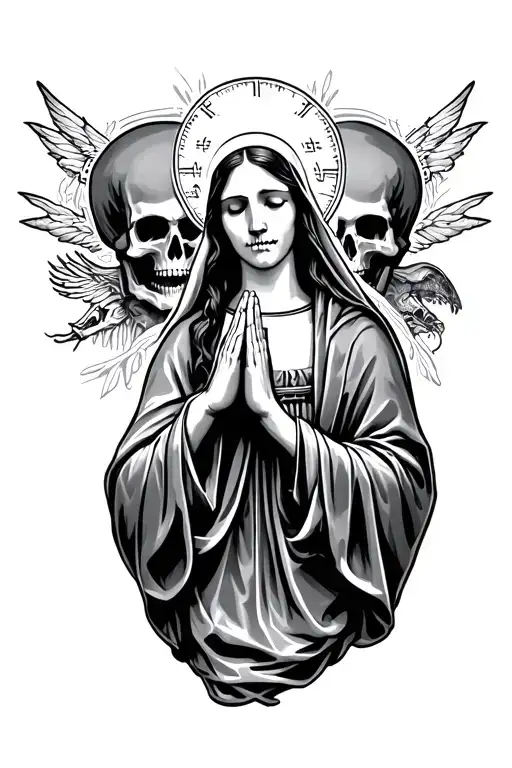 saint mary praying grand theft auto with skulls in the background