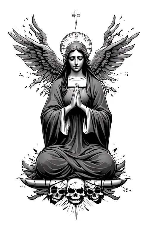 saint mary praying grand theft auto with skulls in the background - Variation 2