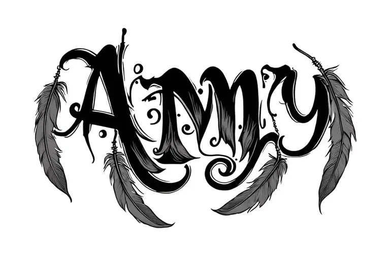 "Amy" feathers dangling