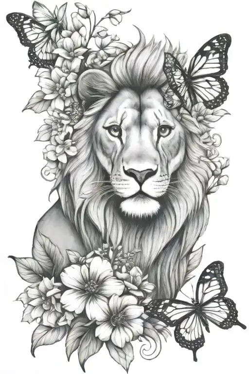 lion butterfly flowers - Variation 6