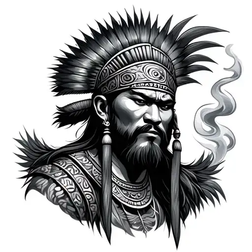 Tribal warrior, smoking, filipino tribal