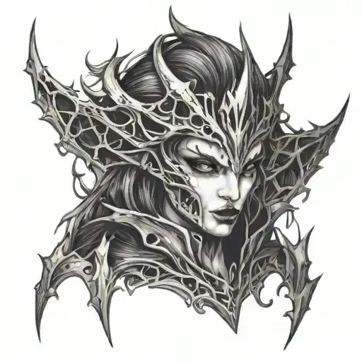 Daedric Prince nocturnal Arachne Spooky Theme Tattoo design - Variation 3