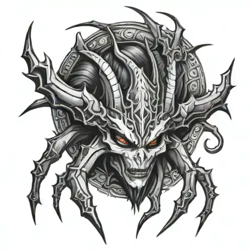 Daedric Prince nocturnal Arachne Spooky Theme Tattoo design - Variation 4