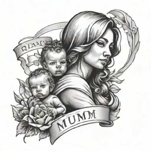 a figure of mum holding her baby with 3 bannersfor date of birth - Variation 2