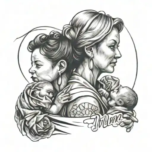 a figure of mum holding her baby with 3 bannersfor date of birth - Variation 4