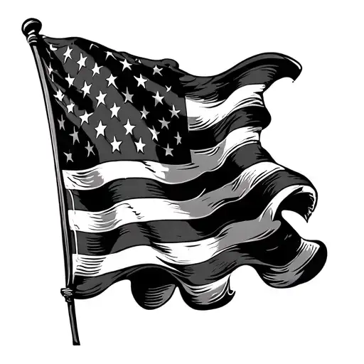 waving American flag inside in color - Variation 2