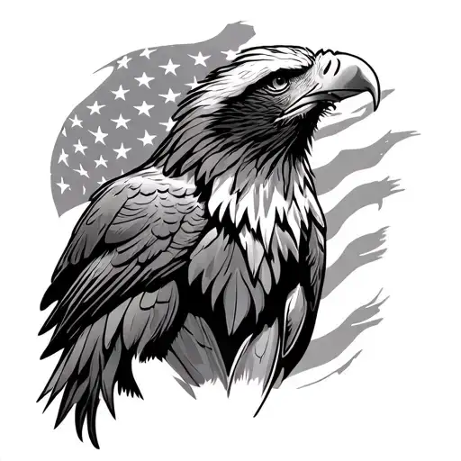 eagle, American flag intertwined