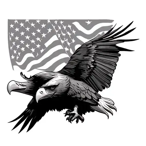eagle, American flag intertwined - Variation 2
