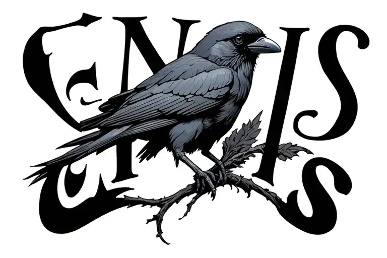 The name ennis with a crow sitting on top of it