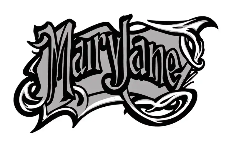 Maryjane Name Tattoo sleeve
