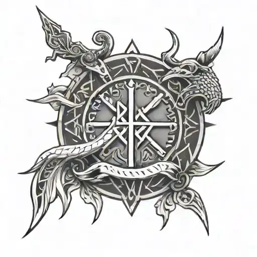 Vikings tattoos with runes - Variation 1