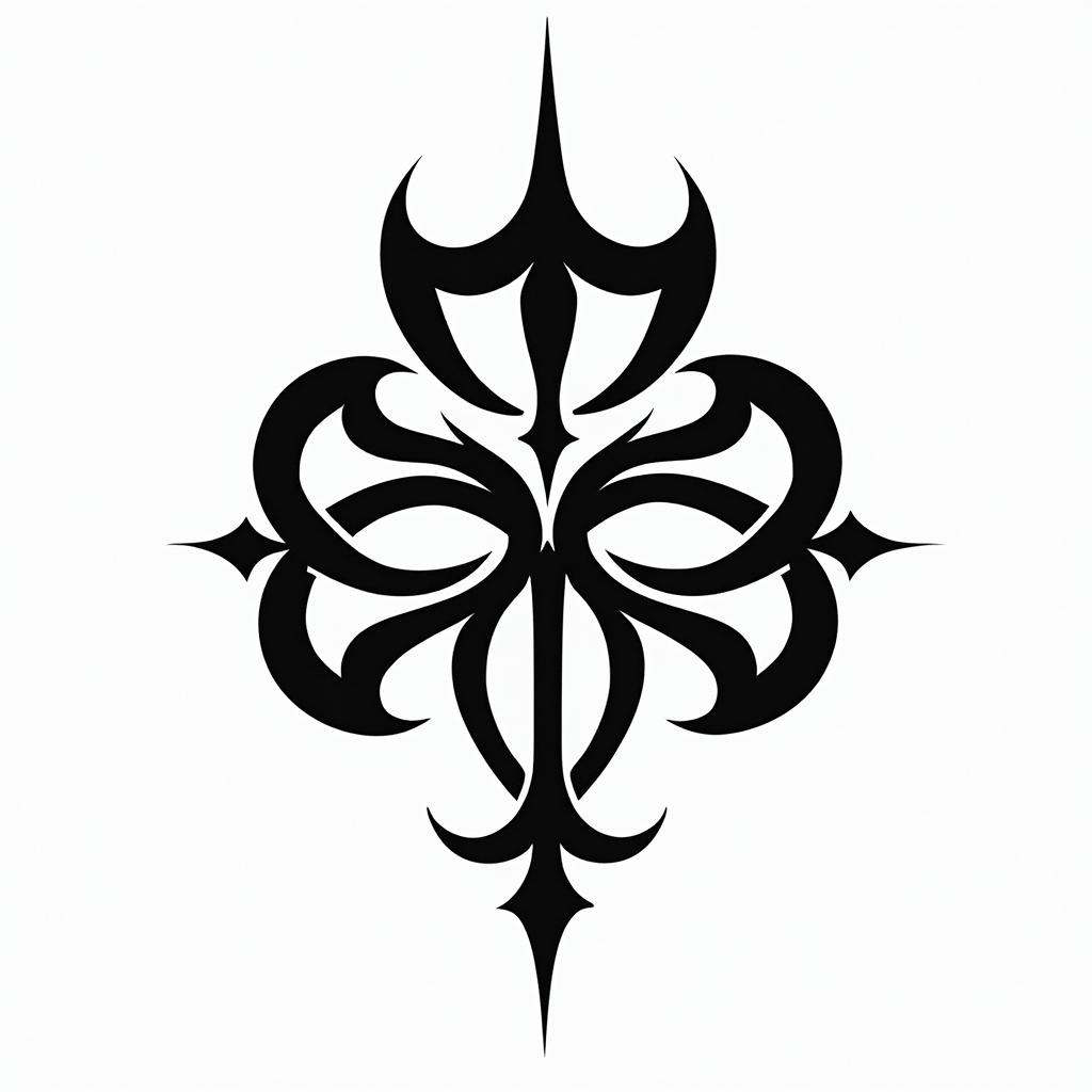 Celtic cloverin tribal tattoo style, featuring bold and black geometric shapes, curved lines, intertwine and flow seamlessly, creating a powerful and symbolic design, polynesian and maori stylesin tribal tattoo style, featuring bold and black geometric shapes, curved lines, intertwine and flow seamlessly, creating a powerful and symbolic design, polynesian and maori styles - Variation 2