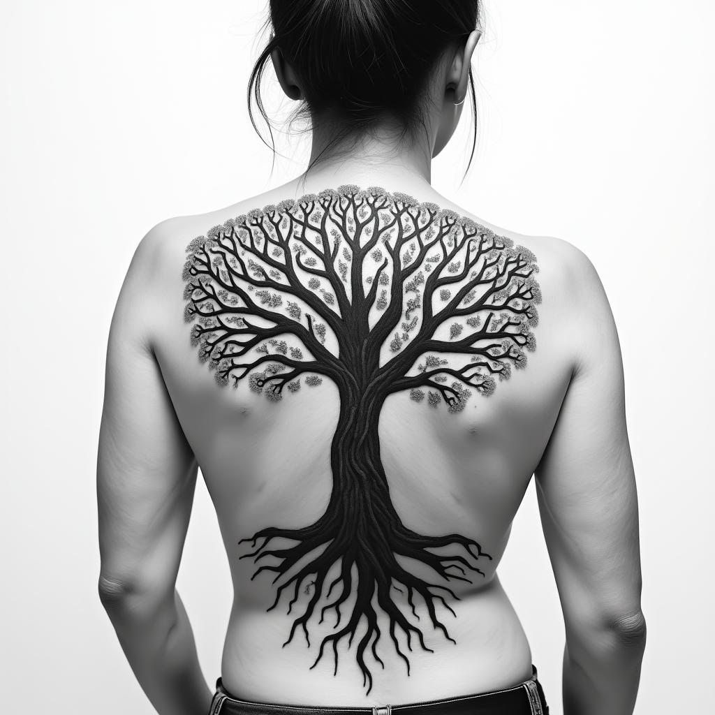 Tree of Life on backhigly detailed tattoo