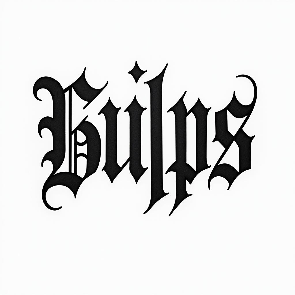 Felipetext-based tattoo, gothic font ultra-realistic, perfectly placed, high-quality font design, photo-realistic shading, 8k, high quality, finely detailed typography - Variation 2