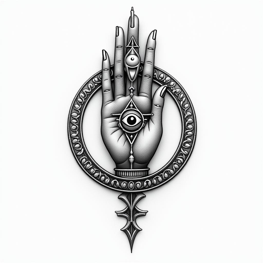 Your past doesn’t equal your future something easy for beginnersin spiritual symbols tattoo style, featuring an intricate design incorporating elements, Hamsa hand, third eye, minimalist composition - Variation 2