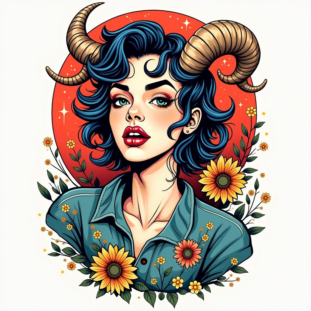 Ezra, Capricorn, December 27thin pop art style tattoo, featuring bold and vibrant colors, exaggerated outlines, iconic imagery, inspired by comic books and speech bubbles, comic book characters, retro pop culture - Variation 2
