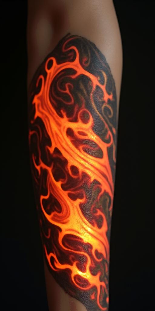 Coil over shockin flame tattoo style showcasing fiery elements with dynamic flame patterns, glowing effect of flames, natural colors - Variation 5