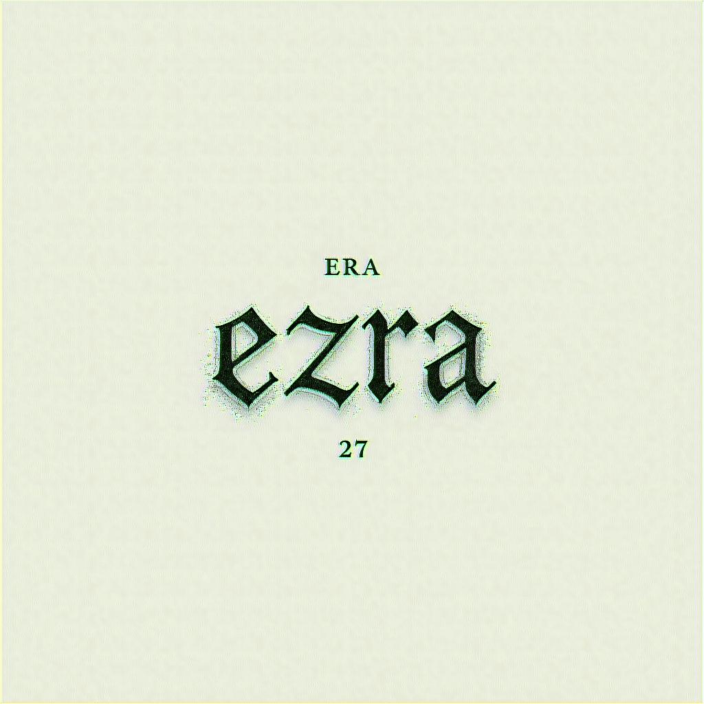 Ezra, Capricorn, December 27thminimalist text-based tattoo, Monospace font ultra-realistic, perfectly placed, high-quality font design, photo-realistic shading, 8k, high quality, finely detailed typograph - Variation 4