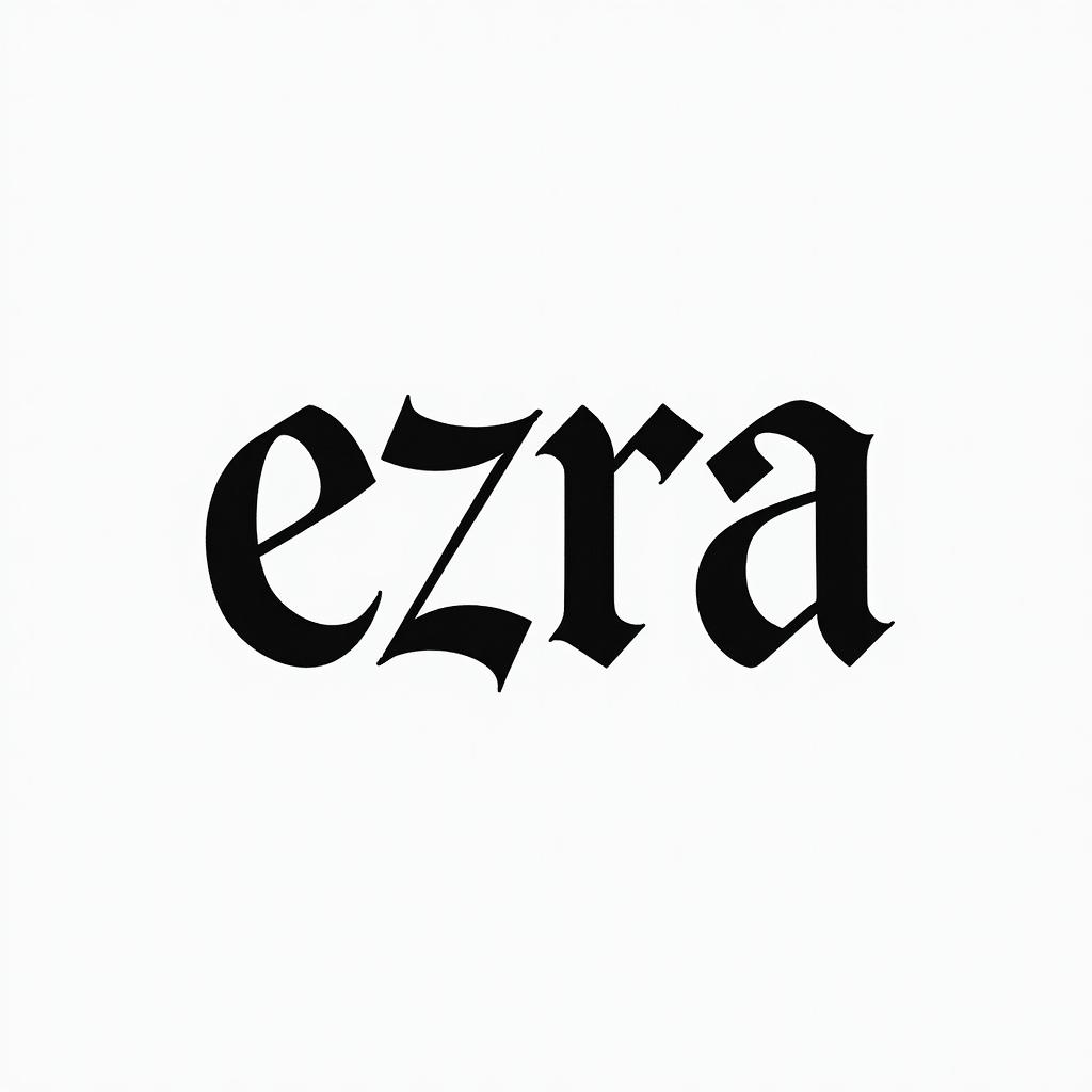 Ezra, Capricorn, December 27thminimalist text-based tattoo, Monospace font ultra-realistic, perfectly placed, high-quality font design, photo-realistic shading, 8k, high quality, finely detailed typograph
