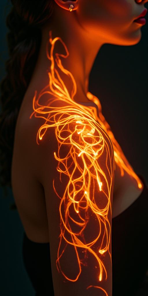 Coil over shockin flame tattoo style showcasing fiery elements with dynamic flame patterns, glowing effect of flames, natural colors - Variation 2