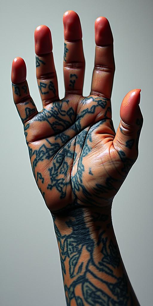 The phrase "idol hands are the devil's playground" portrayed through art. No wordsin distorted and fragmented tattoo design, featuring a classical statue bust, in a glitch art style with vibrant, overlapping colors of cyan, magenta, and yellow, creating a digital distortion effect - Variation 3