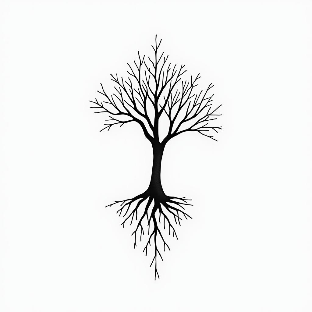 Poison treein minimalist style tattoo, featuring simple shapes and fine lines, with minimal shading and details, tiny triangles, creating a sense of balance and harmony - Variation 1