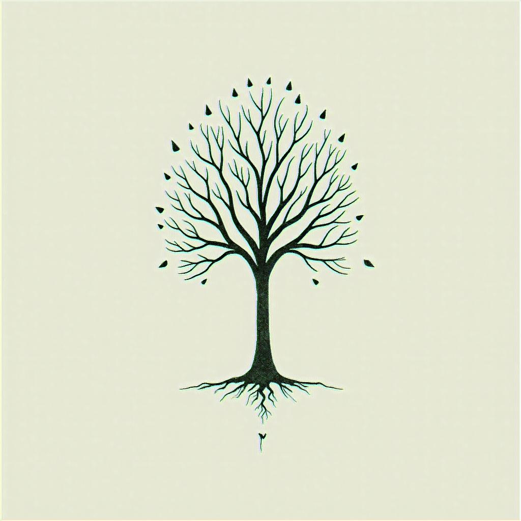 Poison treein minimalist style tattoo, featuring simple shapes and fine lines, with minimal shading and details, tiny triangles, creating a sense of balance and harmony - Variation 4