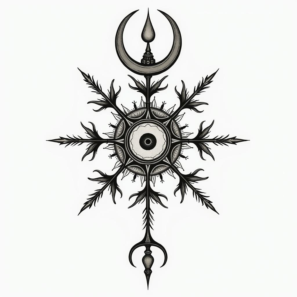 Enoc Levi, November 2, 1975, autumnin spiritual symbols tattoo style, featuring an intricate design incorporating elements, Hamsa hand, third eye, minimalist composition - Variation 2