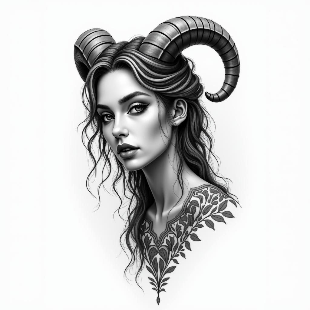 Ezra, Capricorn, December 27thin bohemian style tattoo, 8k - Variation 1