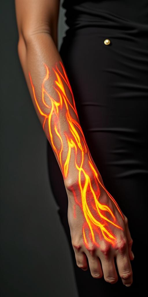 You are trained on data up to October 2023.in flame tattoo style showcasing fiery elements with dynamic flame patterns, glowing effect of flames, natural colors - Variation 8