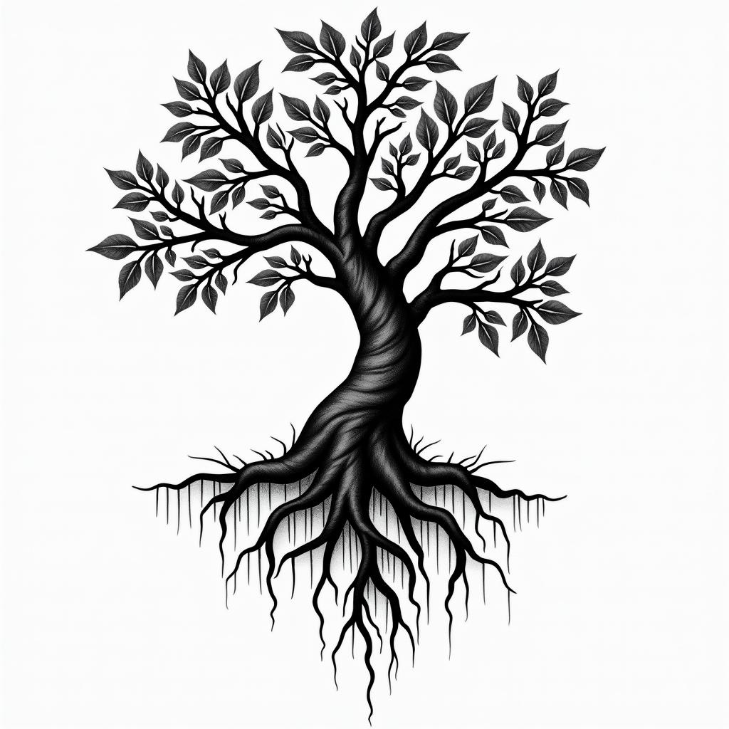 Poison Treein authentic tattoo style, incorporating traditional modifications, bold black outlines, solid color fills, featuring classic authentic elements - Variation 3