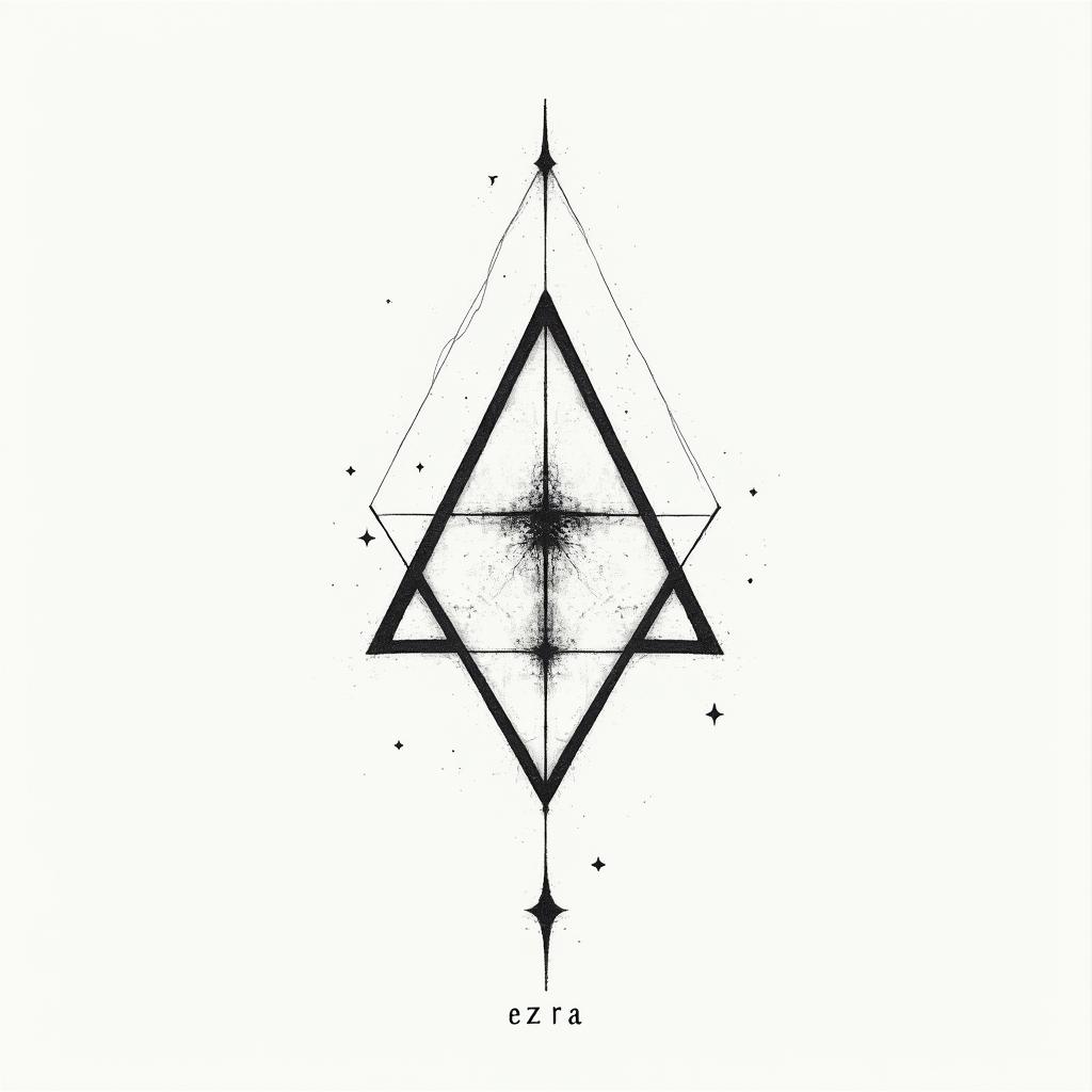 Ezra, Capricorn, December 27thin minimalist style tattoo, featuring simple shapes and fine lines, with minimal shading and details, tiny triangles, creating a sense of balance and harmony - Variation 1