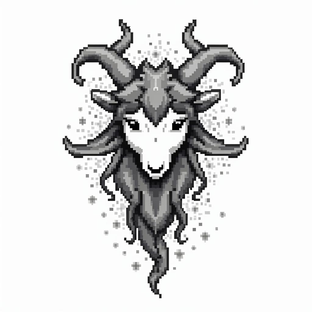 Ezra, Capricorn, December 27thin 8-bit tattoo style, minimalistic pixel style tattoo, pixel art with simplified shapes and retro gaming visuals, inspired by 8-bit pixel based detailing - Variation 4