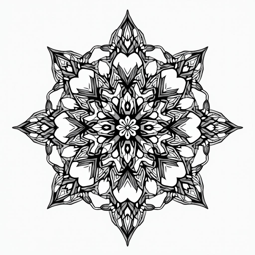 Ezra, Capricorn, December 27th in geometric style tattoo, blending hexagons, mandala-inspired patterns, symmetrical and fractal design, clean lines, sharp angles - Variation 4