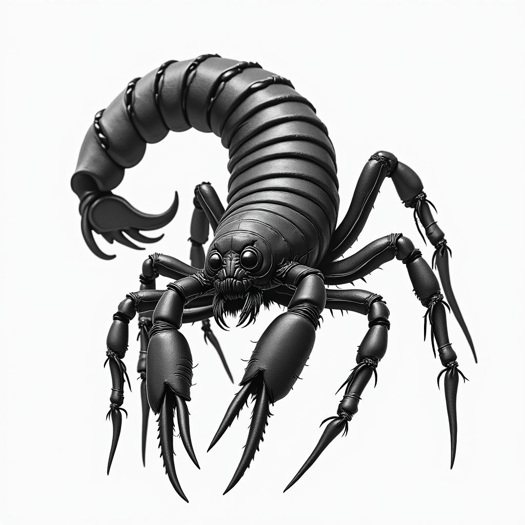 Enoc Levi, autumn, scorpionin portrait tattoo style, featuring a highly realistic and detailed depiction  - Variation 2