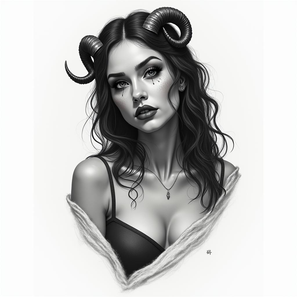 Ezra, Capricorn, December 27thin realism tattoo style, featuring a highly detailed, lifelike, capturing every detail, photorealistic, ultra realistic, intricate shading, smooth and sharp,   - Variation 2