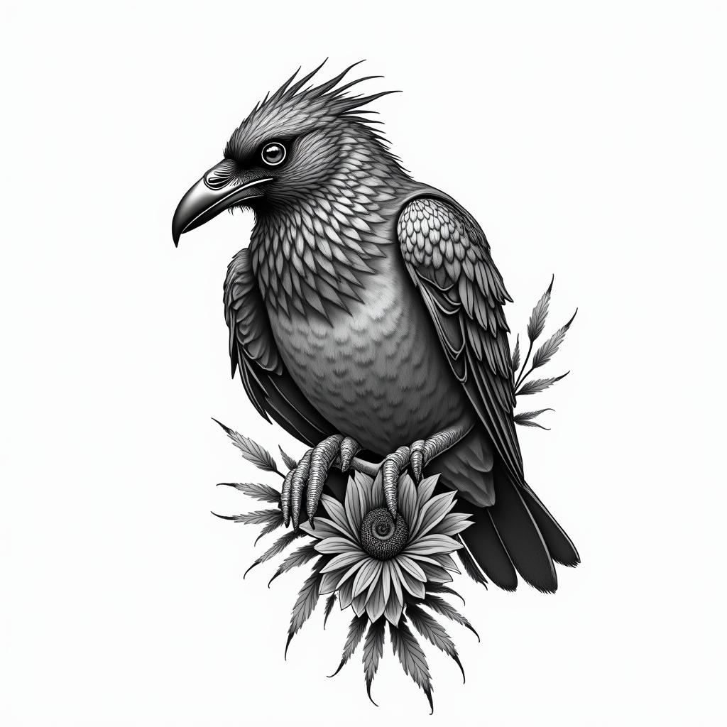 Crowin bohemian style tattoo, 8k - Variation 4
