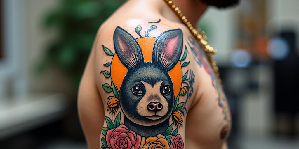 James brian Deguit,June 5, 1987,Gemini..year of the rabbit..in pop art style tattoo, featuring bold and vibrant colors, exaggerated outlines, iconic imagery, inspired by comic books and speech bubbles, comic book characters, retro pop culture - Variation 3