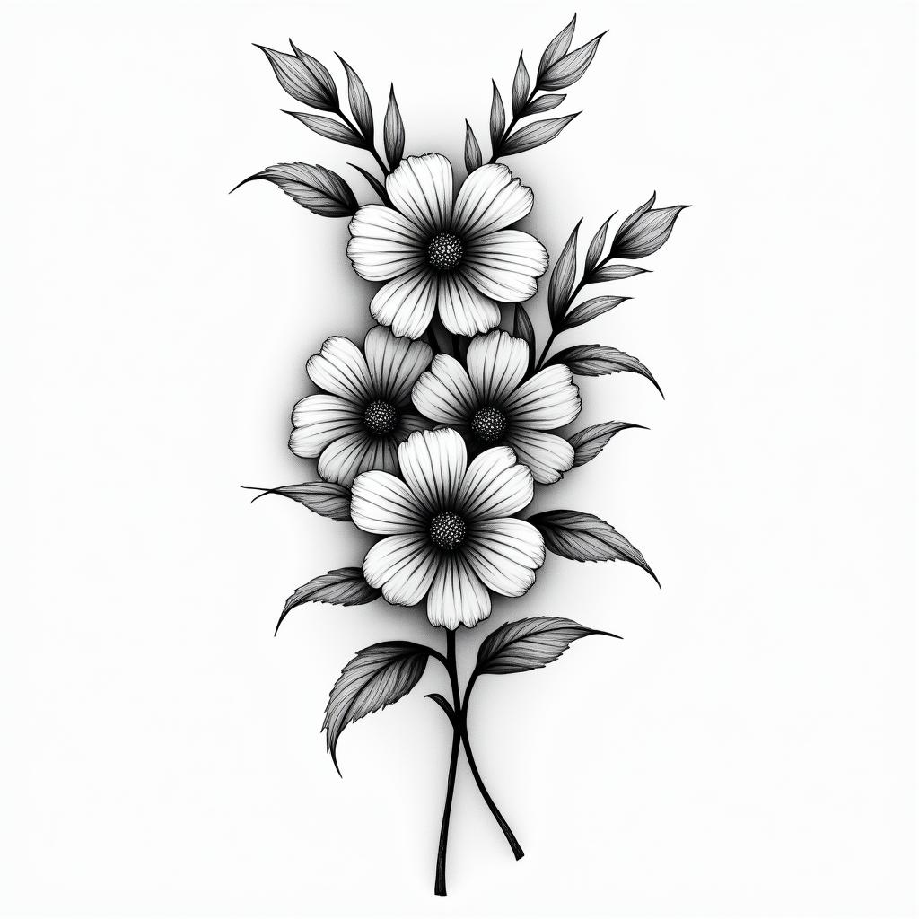 Flowersin bohemian style tattoo, 8k - Variation 1