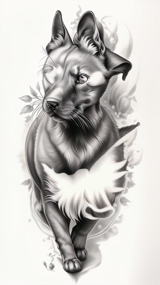 A highly detailed and lifelike composition, tattoo art, realism style, ultra-high resolution, smooth gradients and intricate textures, monochromatic black-and-gray tones, diffused soft lighting for natural depth.undefined - Variation 223