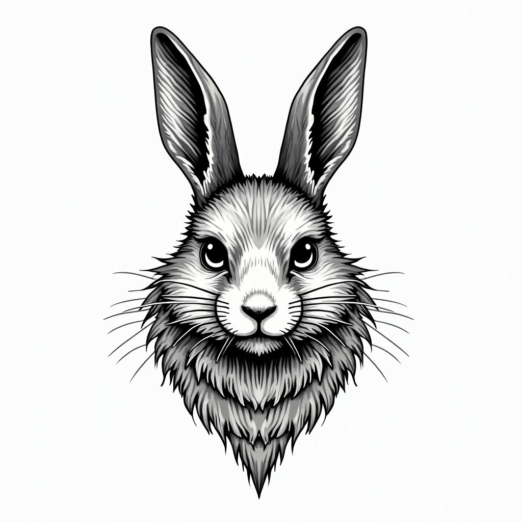 Year of the rabitin japanese style tattoo, detailed tattoo, traditional japanese culture tattoo, mythology, 8k - Variation 2