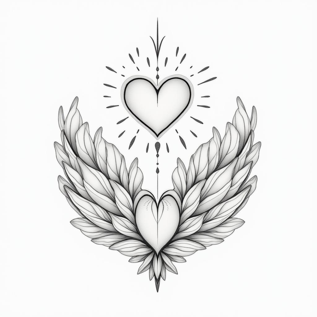 Everything is possiblein Modest style tattoo, featuring soft, delicate line work with simple and meaningful symbols, gentle waves, a heart, evoking a sense of serenity and grace, - Variation 4