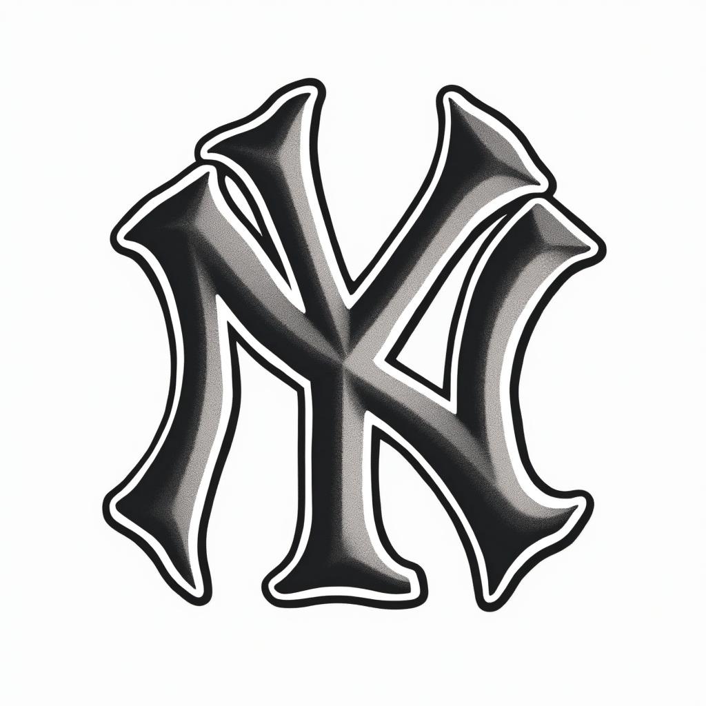 New York Yankees emblemin authentic tattoo style, incorporating traditional modifications, bold black outlines, solid color fills, featuring classic authentic elements - Variation 3