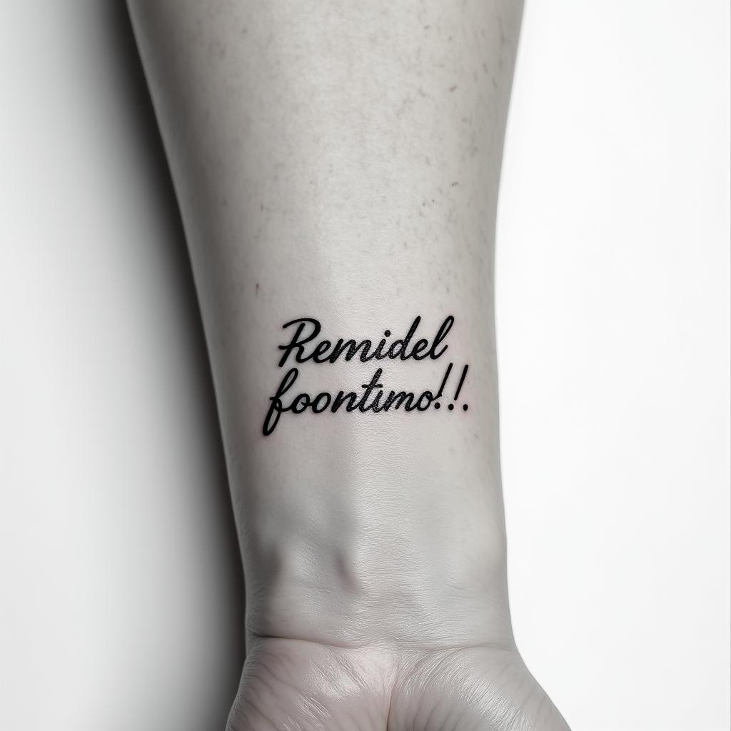 I want a tattoo on my wrist, I would like it to be a couples tattoo, minimalist, modern.minimalist text-based tattoo, Monospace font ultra-realistic, perfectly placed, high-quality font design, photo-realistic shading, 8k, high quality, finely detailed typograph - Variation 4