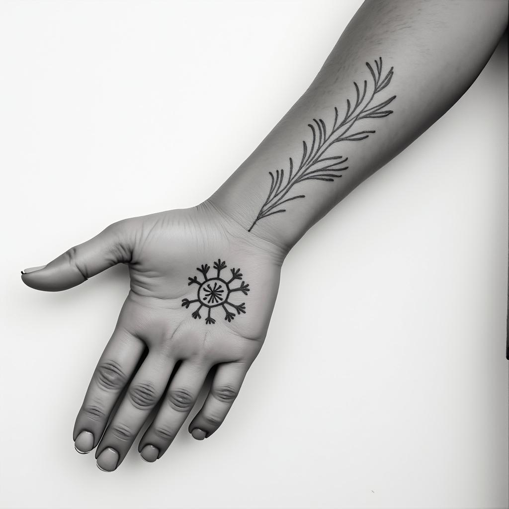 I want a tattoo on my wrist, I would like it to be a couples tattoo, minimalist, modern.minimalist text-based tattoo, Monospace font ultra-realistic, perfectly placed, high-quality font design, photo-realistic shading, 8k, high quality, finely detailed typograph - Variation 3