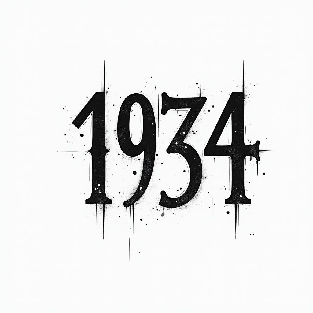 Design an abstract numerical tattoo incorporating 1951, 1974, & 1978higly detailed tattoo