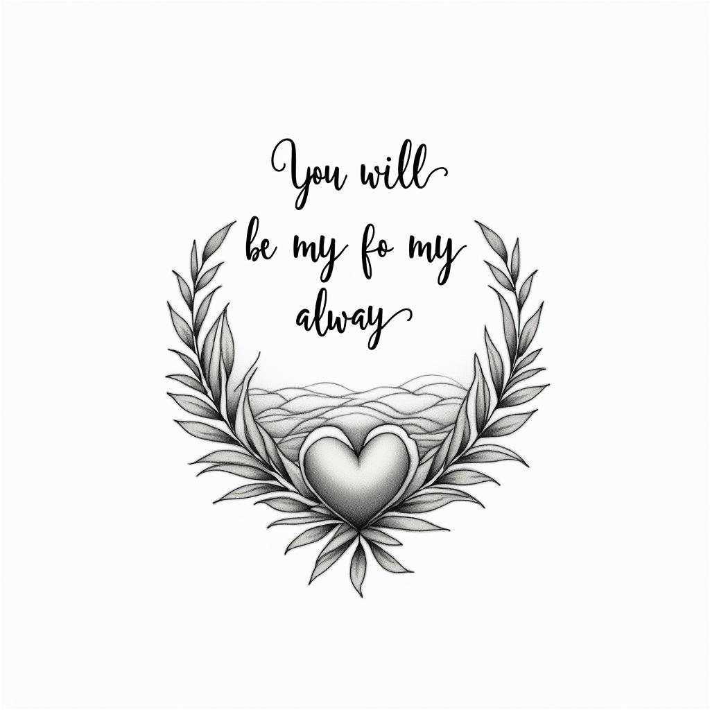 You will forever be my always ♡in Modest style tattoo, featuring soft, delicate line work with simple and meaningful symbols, gentle waves, a heart, evoking a sense of serenity and grace, - Variation 4