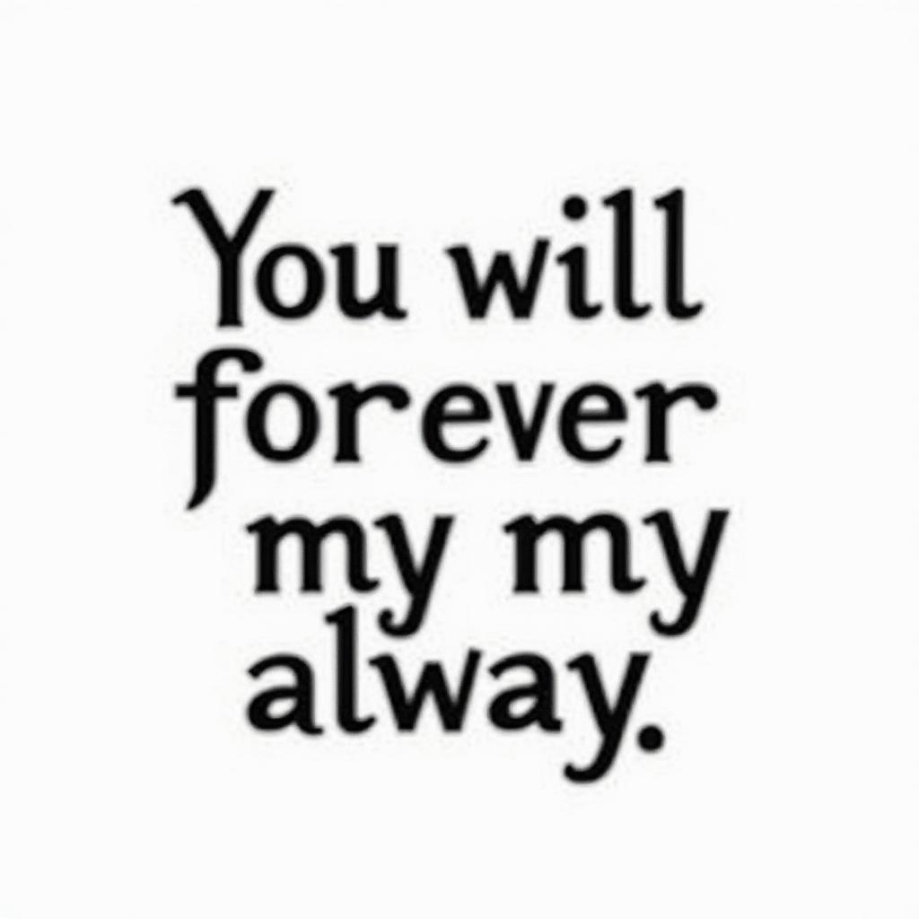 You will forever be my always ♡text-based tattoo, japanese font ultra-realistic, perfectly placed, high-quality font design, photo-realistic shading, 8k, high quality, finely detailed typograph - Variation 2